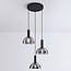 3-light pendant light Fares - smoked glass and black