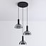3-light pendant light Fares - smoked glass and black