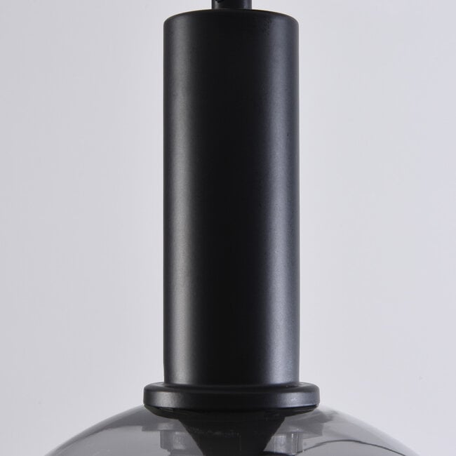 3-light pendant light Fares - smoked glass and black