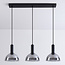 Black pendant lamp with smoked glass, 3-light - Filiz