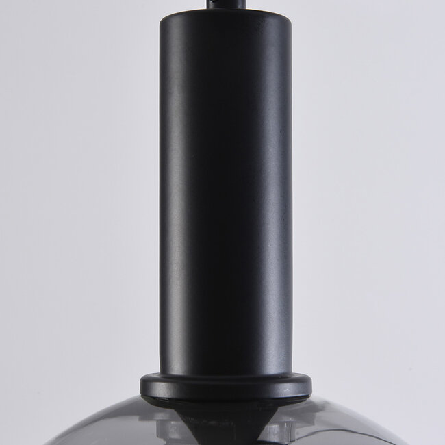 Black pendant lamp with smoked glass, 3-light - Filiz