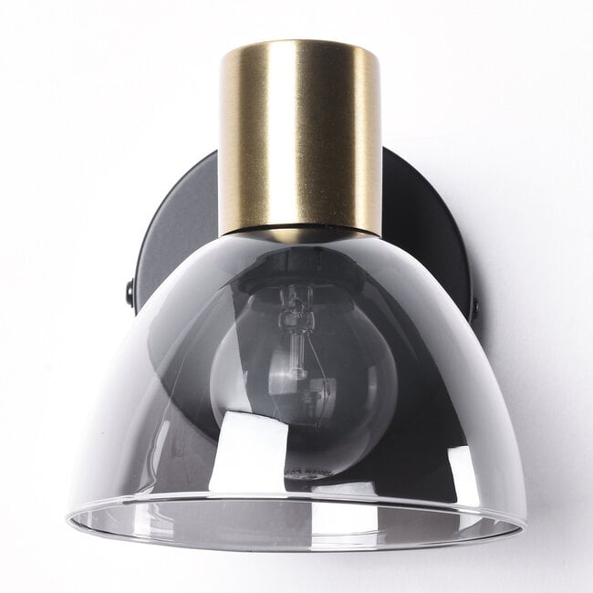Wall spotlight Kyron - smoked glass and brass gold, adjustable