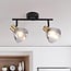 2-light ceiling spotlight Kaio - smoked glass and brass gold