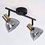 2-light ceiling spotlight Kaio - smoked glass and brass gold