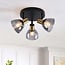 3-light ceiling spotlight Kyam - smoked glass and brass gold