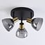 3-light ceiling spotlight Kyam - smoked glass and brass gold