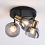 3-light ceiling spotlight Kyam - black with brass gold