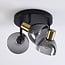 3-light ceiling spotlight Kyam - smoked glass and brass gold