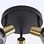 3-light ceiling spotlight Kyam - black with brass gold