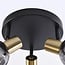 3-light ceiling spotlight Kyam - smoked glass and brass gold