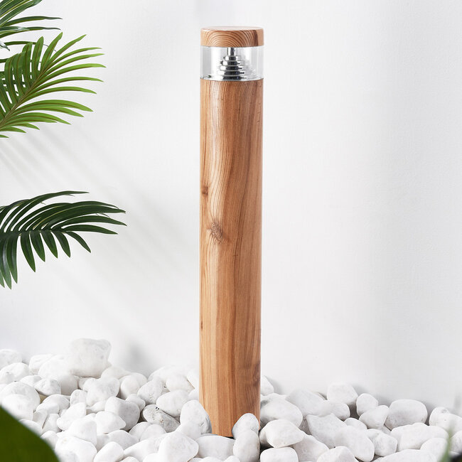 Tadeo outdoor floor lamp with ground spike - dark wood colour