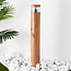 Outdoor floor lamp Tadeo - dark wood colour with integrated LED