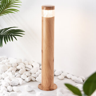 Tierra outdoor floor lamp in stainless steel - dark wood effect