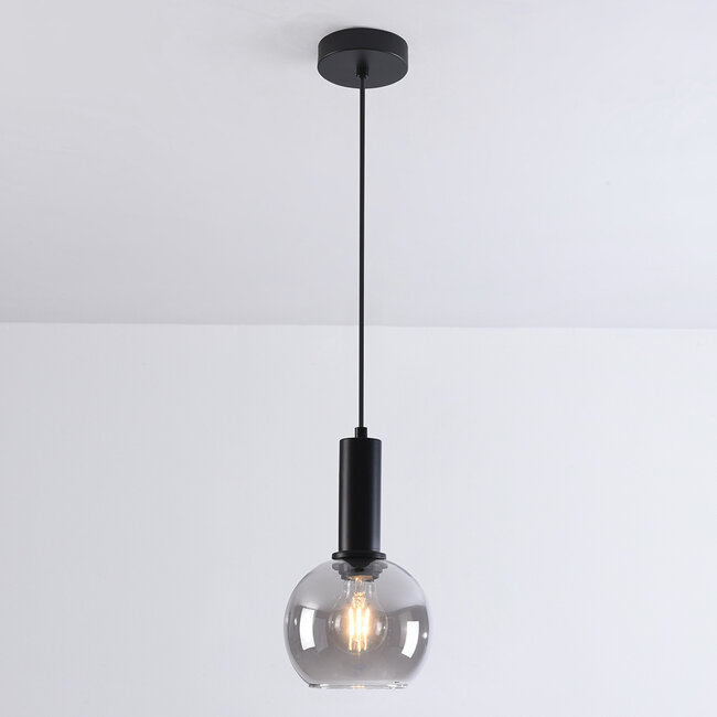 Pendant light Inara with smoked glass, 1-light - black