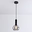 pendant light Inara - smoked glass and black, round shade
