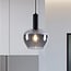 pendant light Ischa - apple-shaped smoked glass, black