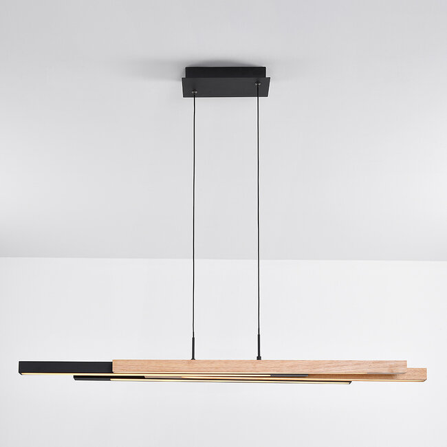 3-step dimmable LED pendant light Liana - black with light wood