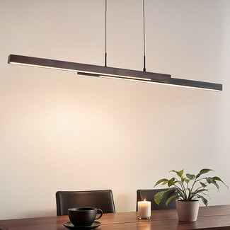 3-step dimmable LED pendant light Leia - black with dark wood