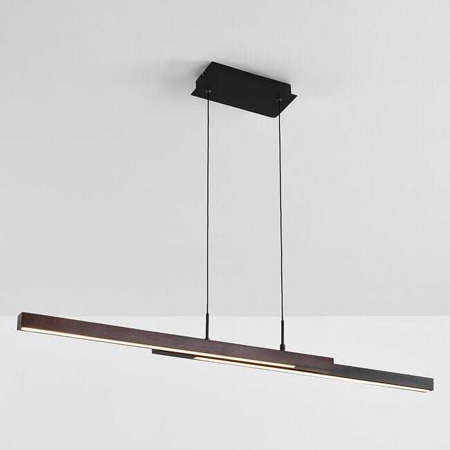 3-step dimmable LED pendant light Leia - black with dark wood