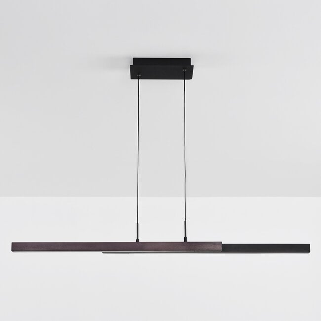 3-step dimmable LED pendant light Leia - black with dark wood