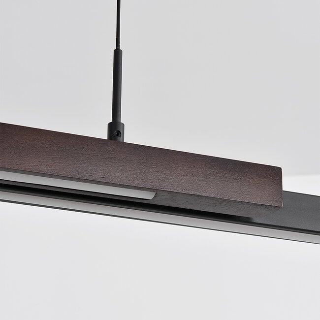 3-step dimmable LED pendant light Leia - black with dark wood