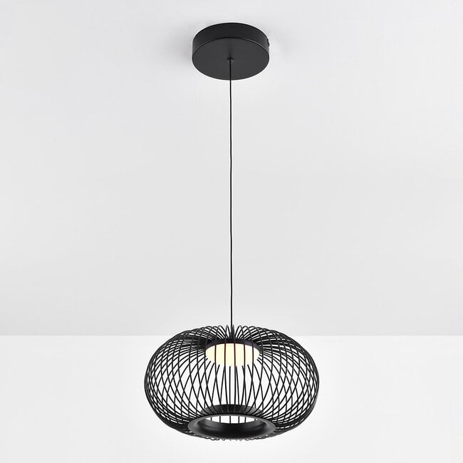 Black pendant lamp Kato with openwork shade, 3-step dimmable