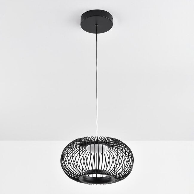 Black pendant lamp Kato with openwork shade, 3-step dimmable