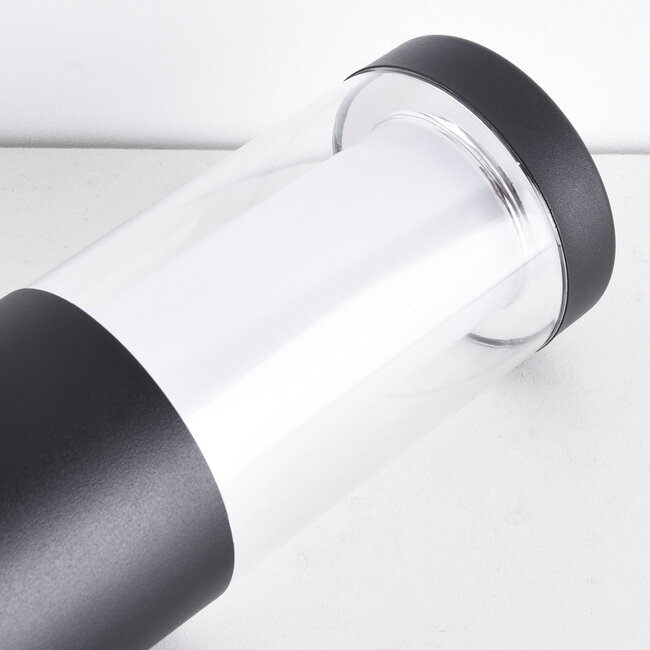 Standing outdoor lamp, black with opal white shade, 76 cm - Leandre