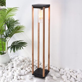 Outdoor floor lamp Paca in wood-effect - 80 cm