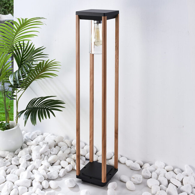 Outdoor floor lamp Paca, 80 cm - wood effect