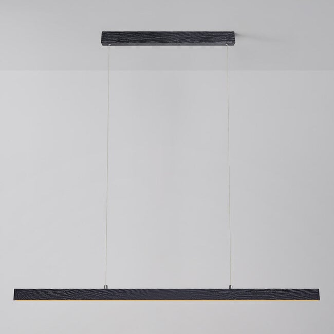 3-step dimmable LED pendant light Andre - matt black, wood effect
