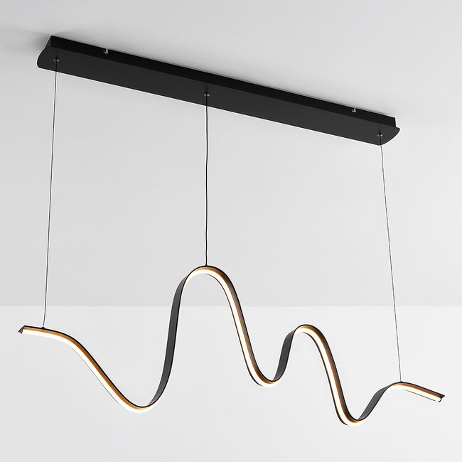 pendant light Linea - winding shape in black with 3-step dimmable LED