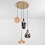 4-light pendant light Nisa - amber and smoked glass with gold