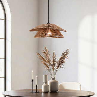 Osaka handwoven rope pendant light in natural brown