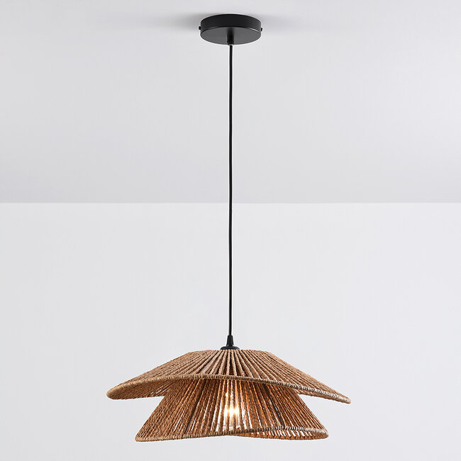 pendant light Osaka in hand-braided rope - natural brown