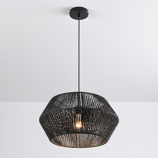 pendant light Nara in hand-braided rope - black