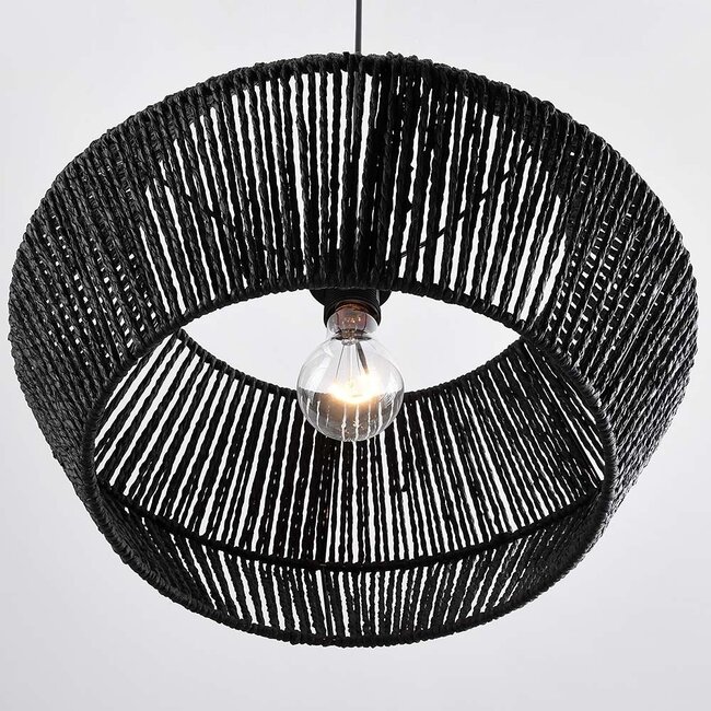 pendant light Nara in hand-braided rope - black