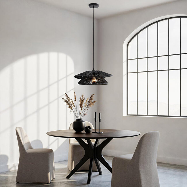 Osaka handwoven rope pendant light in black