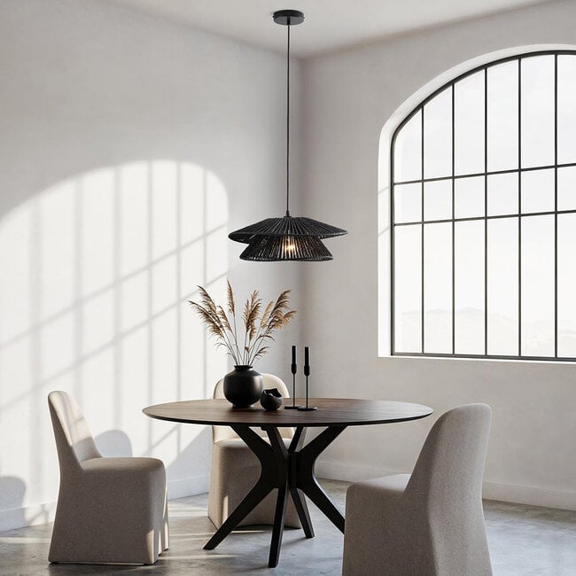pendant light Osaka in hand-braided rope - black