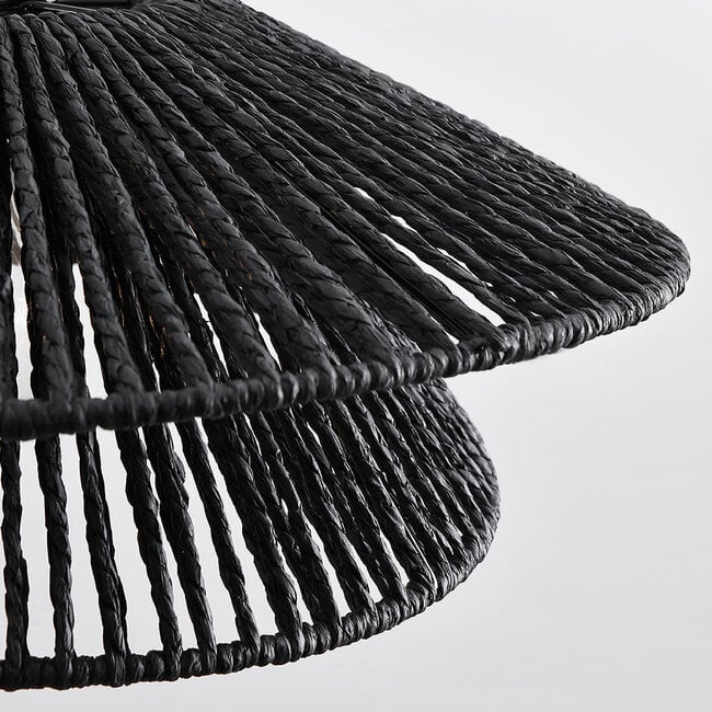 pendant light Osaka in hand-braided rope - black