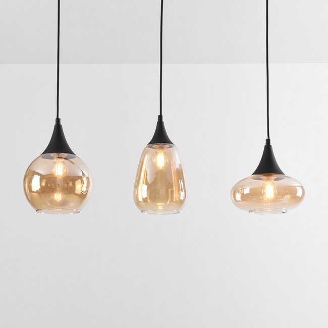 3-light pendant lamp with Amber glass - Lovi