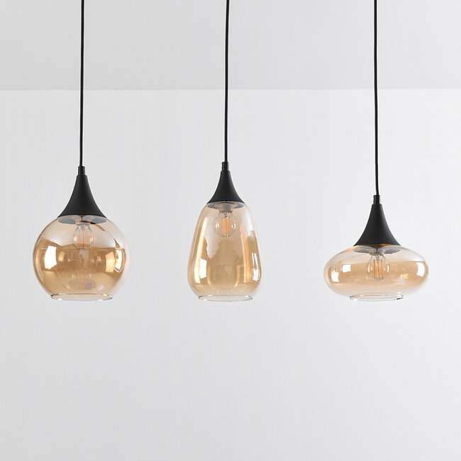 3-light pendant lamp with Amber glass - Lovi