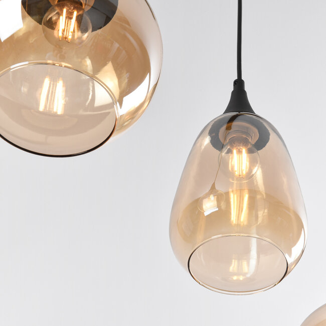 3-light pendant lamp with Amber glass - Lovi