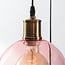5-light pendant light Liya - with smoked, red and pink glass