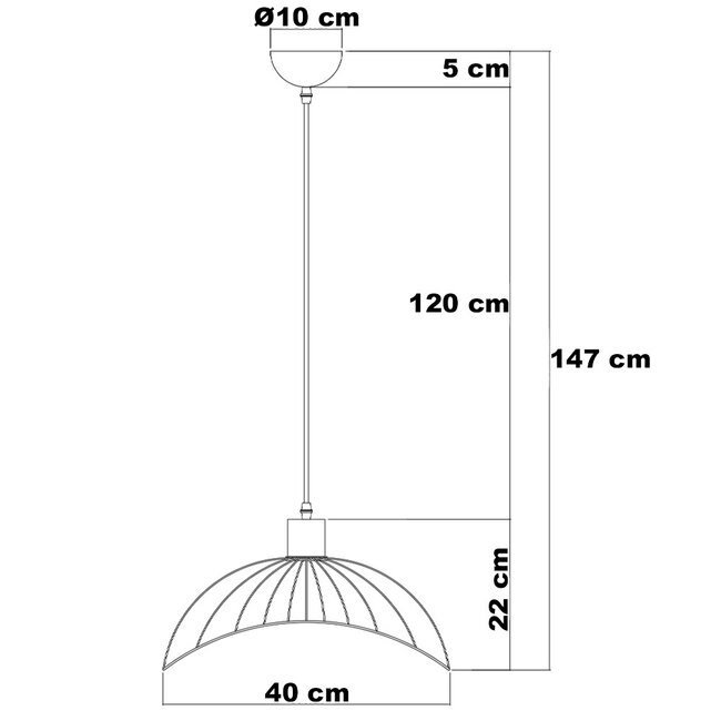 Minimalist pendant lamp in black metal - Ravi