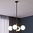 Modern Callie pendant lamp in black with opal white glass, 4-light