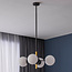 Modern Callie pendant lamp in black with opal white glass, 4-light