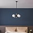 4-light pendant light Callie - black with opal glass and gold accents