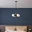 Modern Callie pendant lamp in black with opal white glass, 4-light