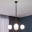 4-light pendant light Callie - black with opal glass and gold accents